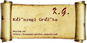 Kőszegi Gréta névjegykártya